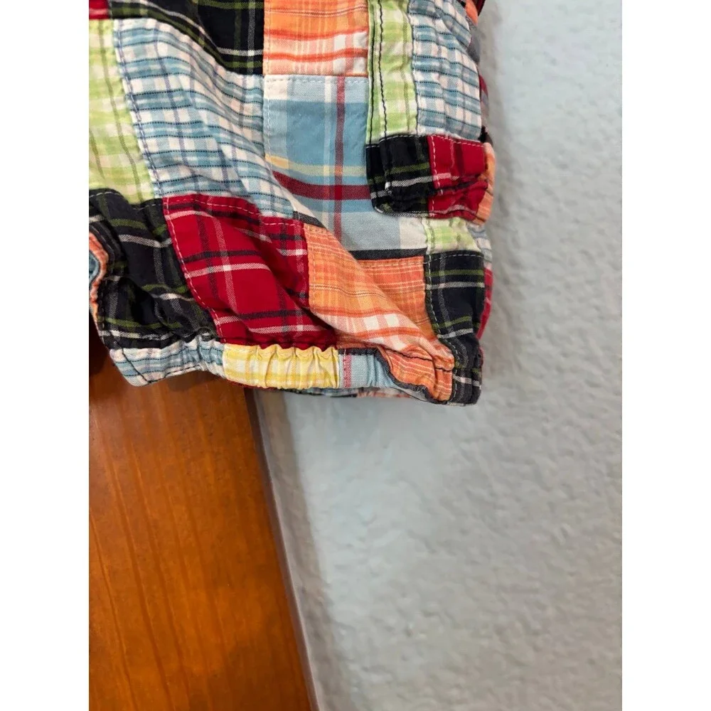 Old navy vintage Y2K madras patchwork plaid bubble romper 3/6 mths colorful